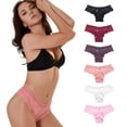 thumbnail image 1 of Women's Lace Underwear Low-Waist Sexy Breathable Hipster Panties Stretch Bikini Thongs Briefs GB15 Pink L, 1 of 1
