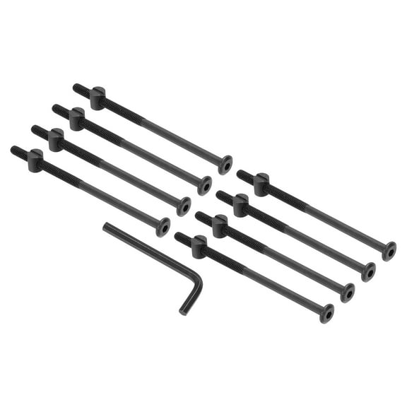 Uxcell M6 x 120mm Bunk Bed Bolts, 8Pcs Hex Socket Screws Nuts with Wrench Black