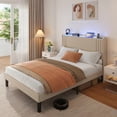 thumbnail image 6 of Hot Sale Wingback Upholstered Queen Bed Frame, Sturdy & Noise-Free Platform Bed, No Box Spring Required, Easy Assembly Beige, 6 of 10