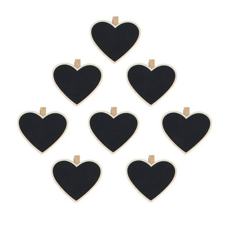

NUOLUX 10pcs Mini Heart Shaped Wooden Message Blackboards with Photo /Note/Paper Clips Pegs