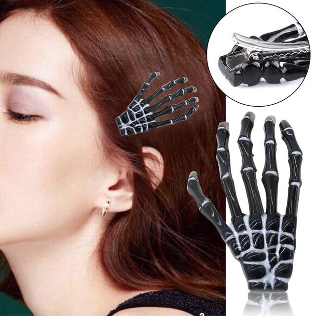Heliisoer Hair Accessories Claw Hairpin Hand Skeleton Halloween Hair Clips