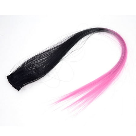 Length Synthetic Wig - Unique Bargains Women 47cm Length Synthetic Clip-On Hairpiece Wig Ponytail Ornament Black Pink