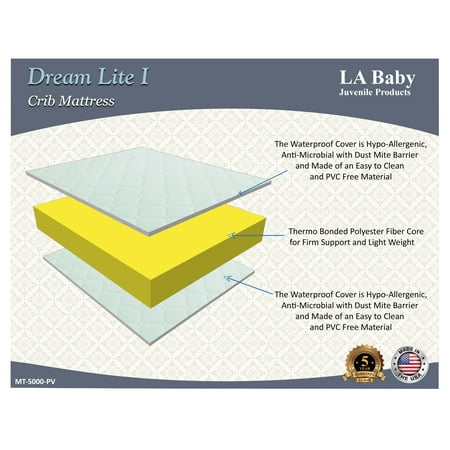 LA Baby Deluxe Orthopedic Natural Air Flow Waterproof Crib & Toddler Mattress, A
