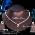 thumbnail image 4 of Chic Royal Blue CZ Flower Drop Earrings Necklace Jewelry Set for Brides Pageant, 4 of 9