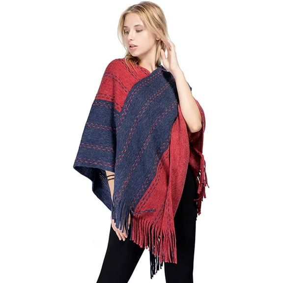 CoCopeaunt Women Tassel Shawl Wraps Knitted Poncho Winter Soft Sweater Cardigan Blanket Cape