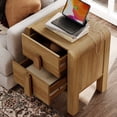 thumbnail image 7 of Mid-Century Modern Wood Nightstand with 2 Drawers ,Curved End Table with Built-In Charging Station for Bedroom, Living Room,Entryway, 7 of 7