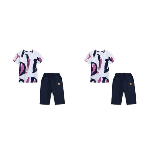 Guardurnaity Ropa de verano para niños, camisas para adolescentes, trajes para niños, pantalones cortos multiusos de algodón transpirables de Púrpura 160cm 2piezas