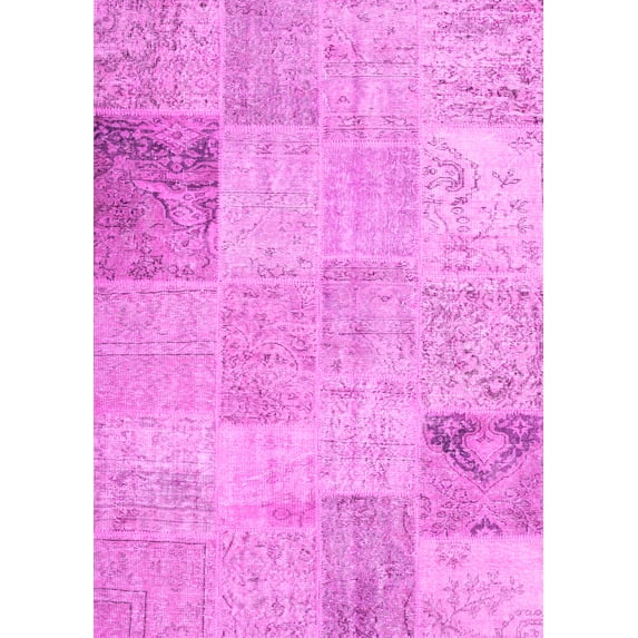 Ahgly Company Indoor Rectangle Patchwork Pink Transitional Area Rugs, 5' x 7'