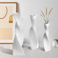 thumbnail image 4 of Eurhowing Modern Geometric Ceramic Vase Set of 3, Decorative Desk Vase, Flower Vase for Table Centerpiece, Kitchen, Living Room Office Decor(Matte White), 4 of 8