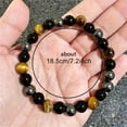 thumbnail image 3 of Stylish Tiger Eye Beaded Bracelet for Men and Women - Energy Stretch Elastic Stone Beads Unisex Boho Adjustable Wristband, 3 of 4