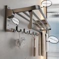 thumbnail image 3 of Bathroom Towel Rack with Towel Bar and Hooks 23.6 in Foldable Towel Shelf Wall Mounted Lavatory Towel Organizer Modern Gray Finish, 3 of 8
