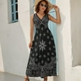 thumbnail image 5 of Paisley Pattern Dress Summer Street Style Bohemia Long Dresses Female Sleeveless Printed Maxi Dress, 5 of 9