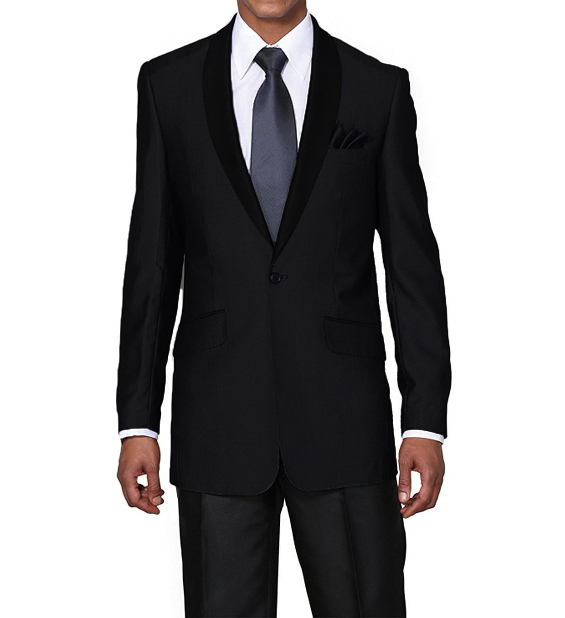 Suit USA Men's Single Breasted Slim Fit Dress Jacket With Black Shawl