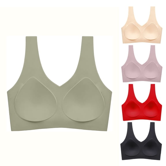 Teyfeniy Womens Jelly Bras Wireless Seamless Full Coverage Breathable Elastic Strap Solid Color Push Up Stretchy Comfy Bralettes Support Minimizer Bras