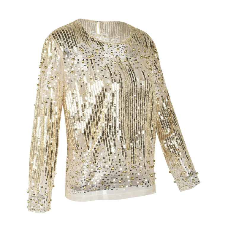 Tracey Sequin Top Gold, Blouses & Shirts