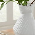thumbnail image 3 of Eos Minimal White Contemporary Ribbed Angular Glass Tabletop Vase, 3 of 7