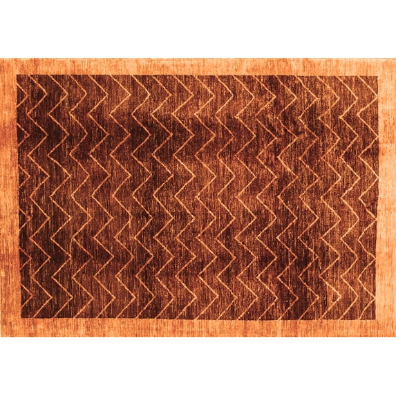 Ahgly Company Indoor Rectangle Abstract Orange Contemporary Area Rugs, 2' x 5'