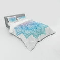 thumbnail image 3 of Lotus Duvet Cover Set, Bohemian Tattoo Style Pastel Toned Mandala Abstract Lotus Flower Design, Bedding Set with Shams and Fitted Sheet, 3 Sizes, by Ambesonne, 3 of 3