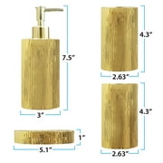 Bathroom Accessories Set, Toothbrush Holder, Soap Dispenser, Gold, Ceramic, 4 Piece