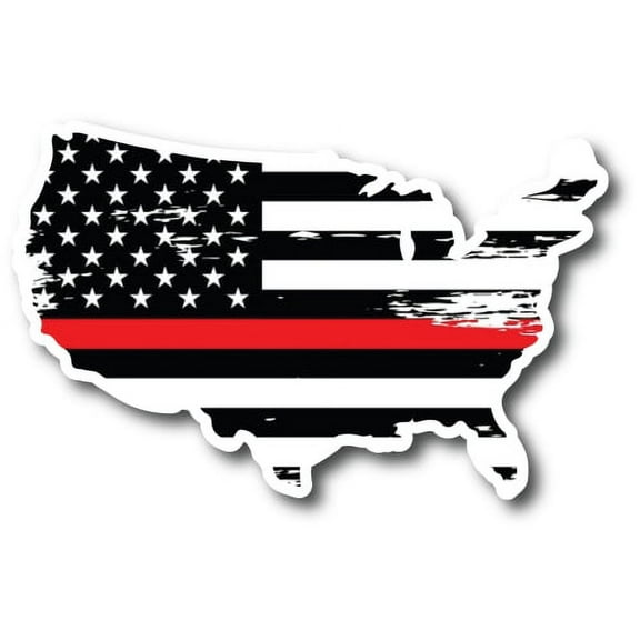 Magnet Me Up Patriotic Distressed Thin Red Line American Flag In The Shape Of The United States Magnet Decal, 4x6 In, Heavy Duty Automotive Magnet