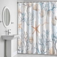 thumbnail image 6 of Coral Starfish Bathroom Shower Curtain, Ocean Coastal Summer Nautical Retro Waterproof Washable Soft Bath Curtain for Bathtub Decor with 12 Hooks&Grommet, 72x72 Inch, 6 of 9