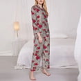 thumbnail image 3 of Yiaed Rose Flowers Print Pajamas Women's Long Sleeve Sleepwear Soft Button Down Loungewear Pjs Lounge Set Nightwear Womens Pajama Pants-Small, 3 of 7