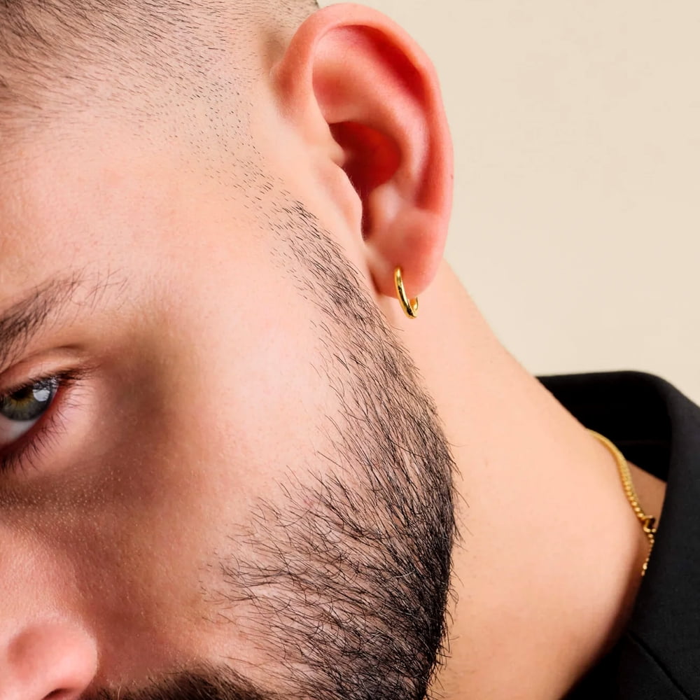 Classic Elegant Pure Solid 925 Sterling Silver Yellow Gold Plated Small 14mm Thin Hoops Earrings Unisex Trendy Cool Men Women Hypoallergenic Huggie Hoop Earrings