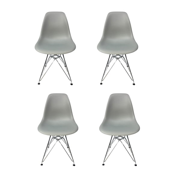 Eiffel Dining Chair with Chrome Base - Medium Grey