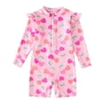 thumbnail image 5 of JAJAHO Girls Rash Guard UPF 50+ Swimsuit Long Sleeve One Piece Bathing Suit Heart Printed Zipper Front Boyleg Swimwear For Kids Toddlers 1-7Y, 5 of 9