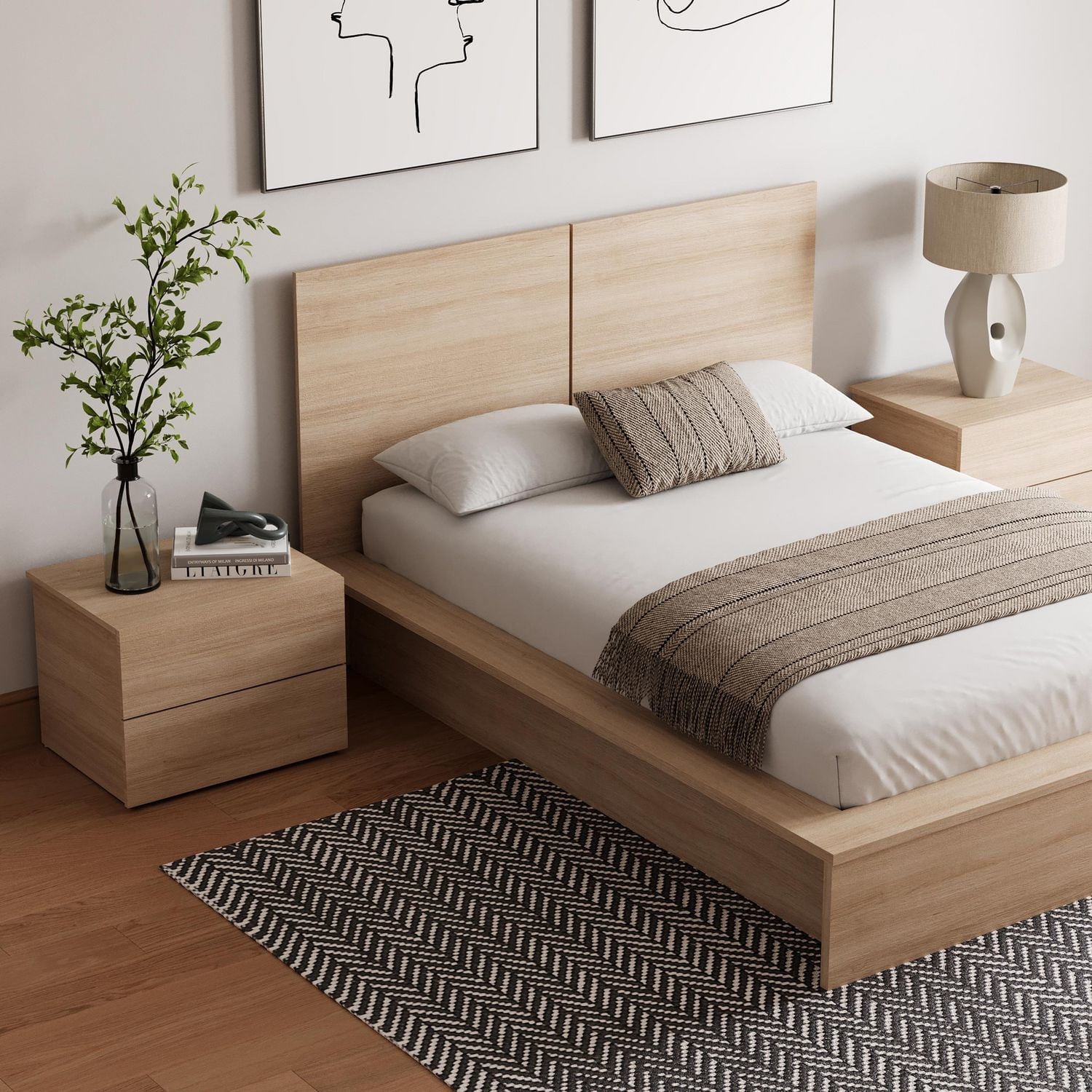 James 4-Piece Bedroom Set with Bed, Headboard and 2 Nightstands