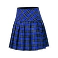thumbnail image 2 of A2Y Women's Check Plaid Ponte Zipper School Uniform Pleated Mini Skirts Royal S, 2 of 3
