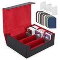 thumbnail image 2 of Card Deck Case for Trading Cards 1800+, Card Storage Box, Magnetic Closure Storage Box Game Cards Box Black+Red, 2 of 7
