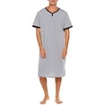 thumbnail image 1 of Camisón Fino, Largo Y Transpirable, Pijama Suelto De Manga Corta Agradable para La Piel, Camiseta para Hombre, Ropa De Hogar Europea Y Americana, Gris, L, 1 of 3