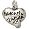thumbnail image 1 of Sterling Silver 18" 1mm Box Chain FAVORITE TEACHER Heart Apple Pendant Necklace, 1 of 2