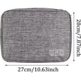 thumbnail image 3 of Bolsa organizadora de cables electrónica, portátil, impermeable, de doble capa, para cables, USB, tarjetas SD, cargadores, teléfonos, baterías externas, auriculares (gris), liquidación, 3 of 5