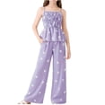 thumbnail image 2 of ZOYOEN Girls Halter Tank Tops and Pants Outfit Sets- Print Casual Cute Kids Summer Clothes Purple Size 8, 2 of 8