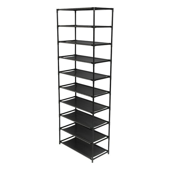 10 Tiers Metal Frame Tall Shoe Rack, Holds up to 30 Pairs, Non-Woven Fabric Sturdy Shoe Shelf, Easy Assembled Free Standing Shoe Rack for Entryway, Closets, Home
