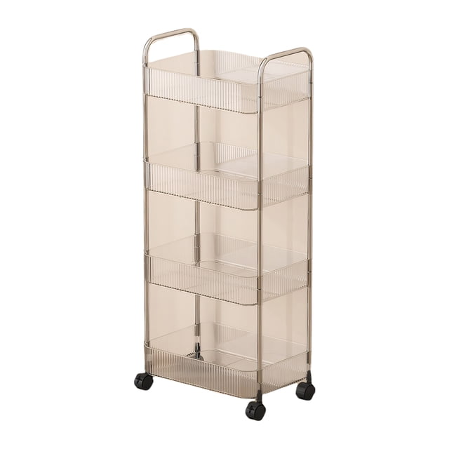Transemion Home Makeup Storage Rack Silent Universal Wheel For Easy Mobility Anti-oxidation And Non Yellowing grey,Without box Four layers