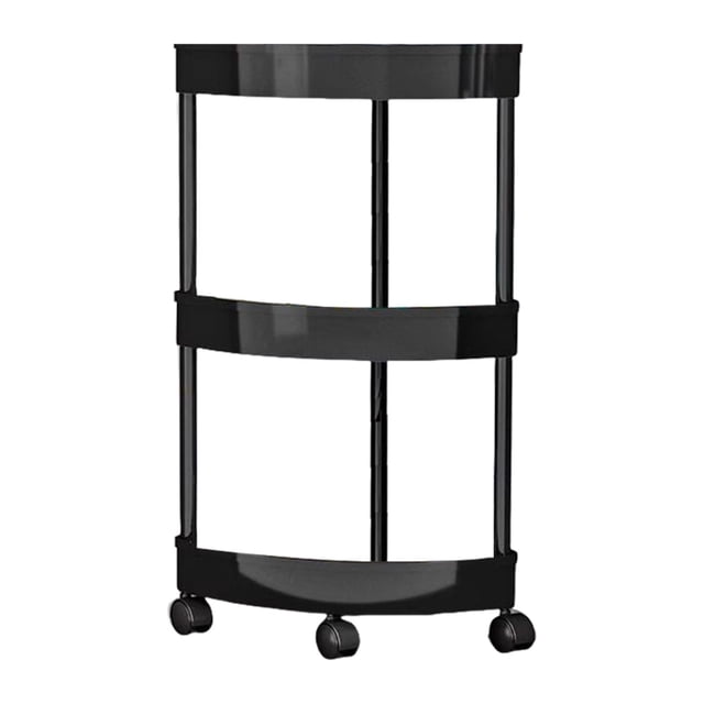 Ohufall Mobile Bathroom Corner Shelf Three Tier Rolling Cart With Wheels with Storage Snack Containers Bathroom Organizers for Kitchen Living Room Snacks Toiletries