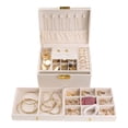 thumbnail image 3 of REGALWOVEN 3 Layer Accessory Box, PU Leather Accessory Organizer Case Storage Display Holder with Drawer White, 3 of 7