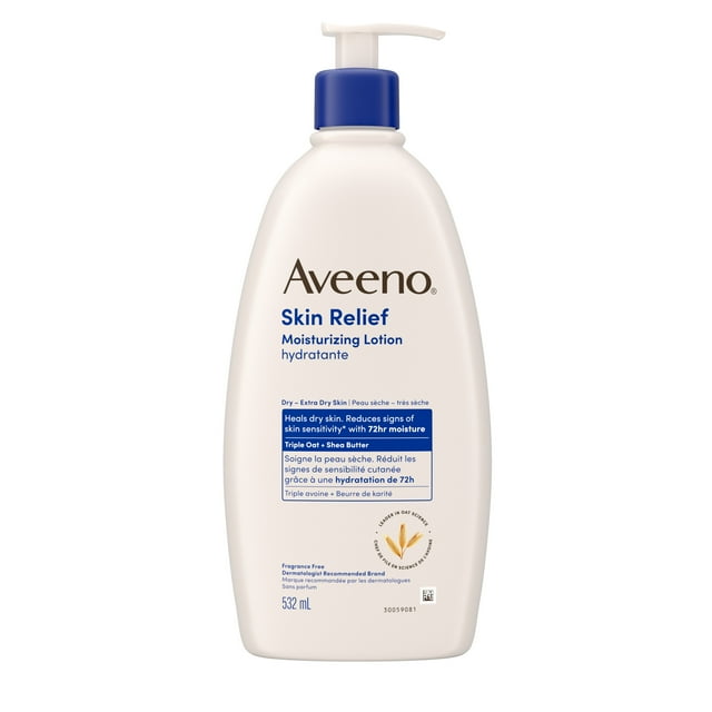 Aveeno Skin Relief Moisturizing Lotion, Shea Butter, Dimethicone, Triple Oat, Itchy, Dry Skin Body Moisturizer, Fragrance Free, 532mL