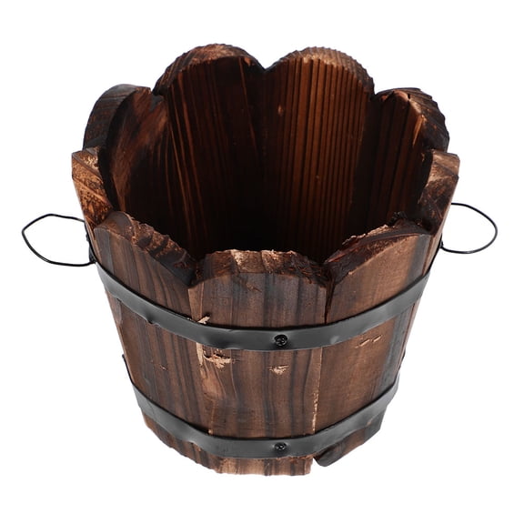 GOOHOCHY Vintage Flower Pot Wooden Planter Retro Coffee 1Pack