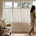 thumbnail image 3 of Cortinas de cocina Jinchan, hilera de lino, 45 cm, color beige, 2 paneles, 3 of 9