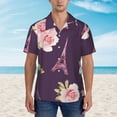thumbnail image 4 of Pink Rose Butterfly Paris Hawaiian Shirts For Men, Summer Short-Sleeve Relaxed-Fit Button-Down Shirts Xx-Large, 4 of 9