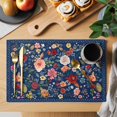 thumbnail image 2 of Navy Blue Flowers Placemats Set of 6, Spring Vintage Floral Leaves Farmhouse Placemats for Dining Table, Place Mats for Kitchen Tabletop, Waterproof Wipeable Dining Table Mats Set, 2 of 9