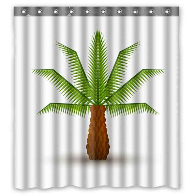 ABPHQTO Palmera Icono Blanco Cortina de ducha de poliéster impermeable y ganchos 160x180 cm