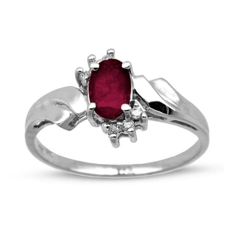 Louis Creations 0.60 CTTW Natural Heated Ruby & Diamond Dashion Ring Set, 14K Gold - Size 4.5