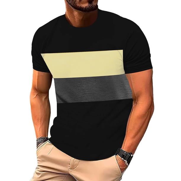 Tops para hombre, blusas y camisas de cuello redondo y manga corta para hombre, camisetas casuales de verano para hombre, camisetas de cuello redondo con bloques de color y manga corta, camisetas depo