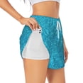 thumbnail image 2 of Disketp Blue Glitter Print Women's Shorts Workout Shorts for Athletic Gym Running Shorts with Phone Pockets XX-Large, 2 of 8