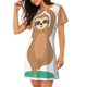 thumbnail image 2 of Easygdp Cute Sloth In Yoga Pose Tree Camisón de manga corta para mujer, informal, estampado, 2 of 6